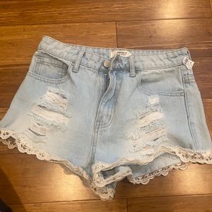 Forever 21 High Waist Light wash shorts